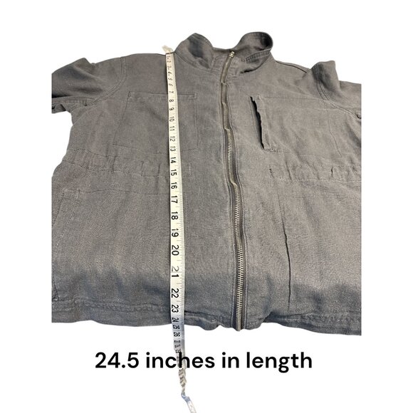 Supplies Womens Gray Zip-Up Jacket With Stand Collar Adjustable Drawstring Waist - Picture 10 of 10